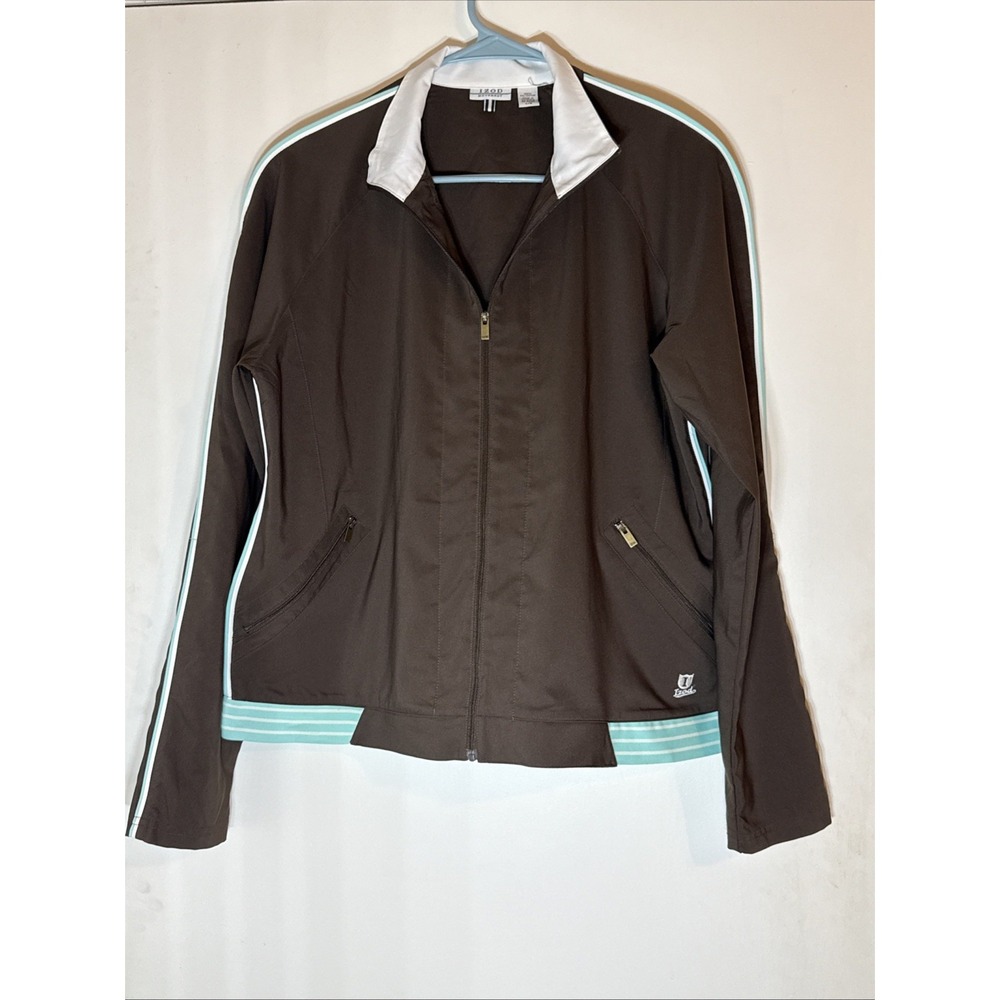 Vintage Izod Movement Woman's Brown‎ Track Jacket Size Large